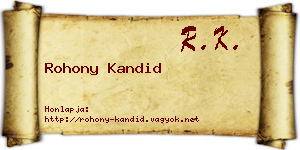 Rohony Kandid névjegykártya